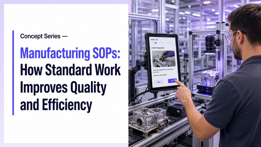 Manufacturing operators following standardized work instructions to improve quality and efficiency