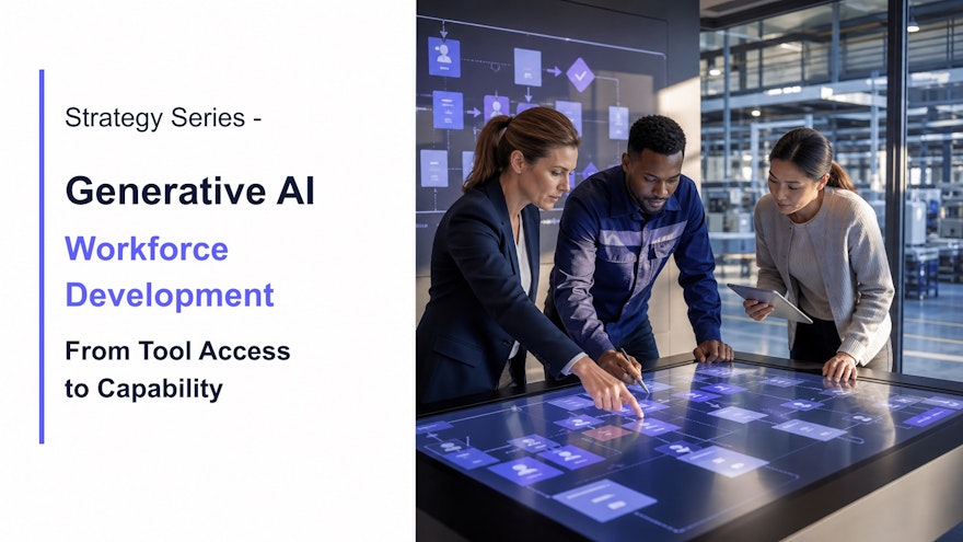 Cross-functional enterprise team practicing a governed generative AI workflow around real operational scenarios