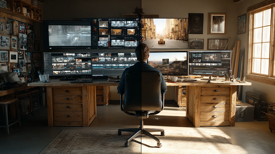 video editor working on a complex project