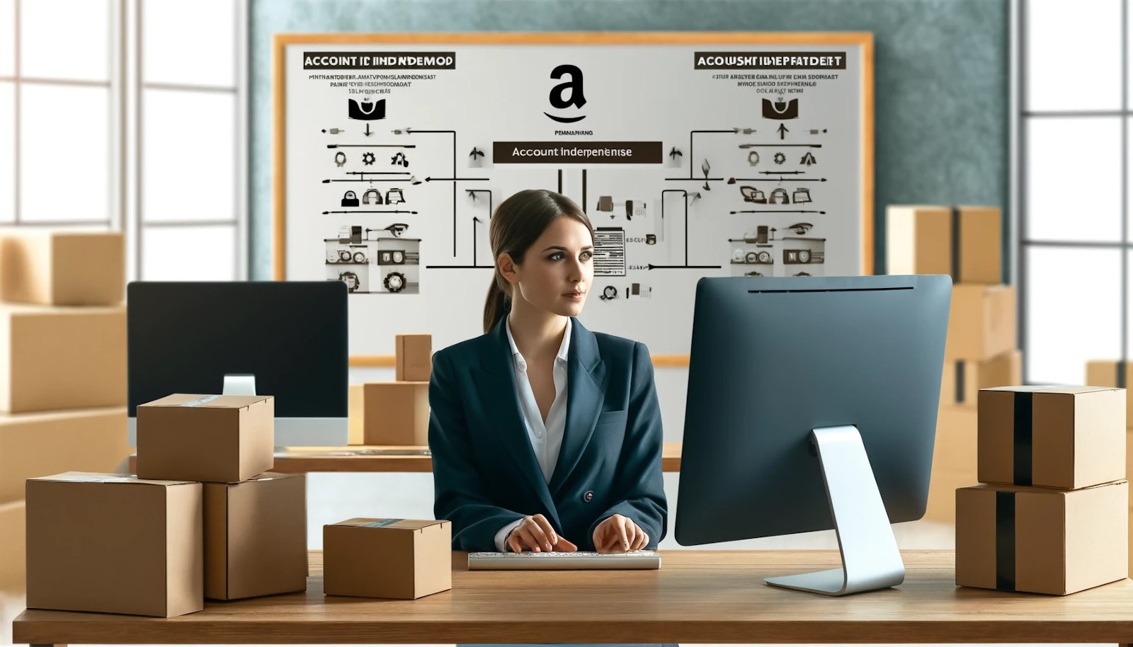 Graphique illustrant les meilleures pratiques pour des partenariats Amazon sans risque, avec des icônes de surveillance, formation, et gestion des stocks.