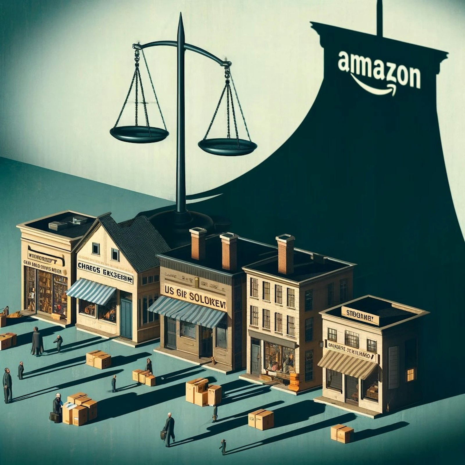 Graphique illustrant l'impact d'Amazon sur les petites et moyennes entreprises, soulignant le déséquilibre entre les politiques d'Amazon et les difficultés des vendeurs tiers.