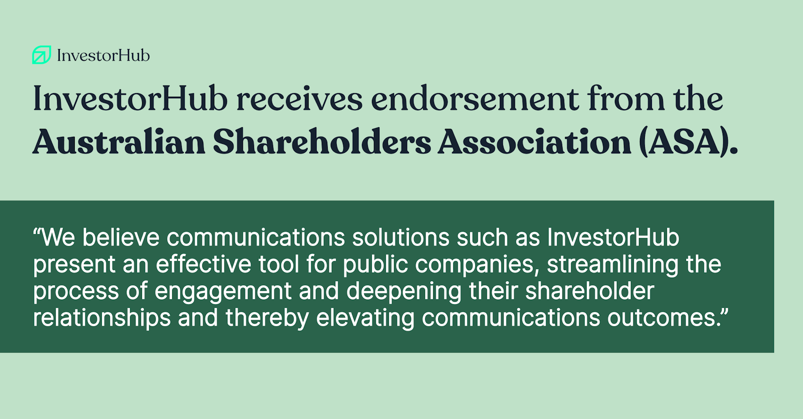 InvestorHub receives endorsement from the Australian Shareholders Association (ASA)