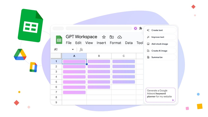 Google Sheets interface with AI-powered insights displayed