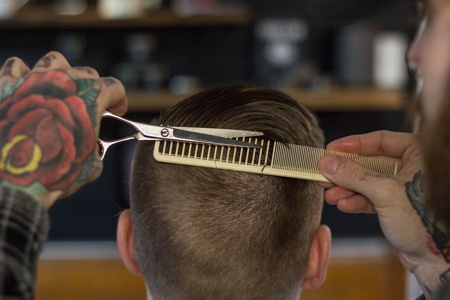 Person getting a haircut