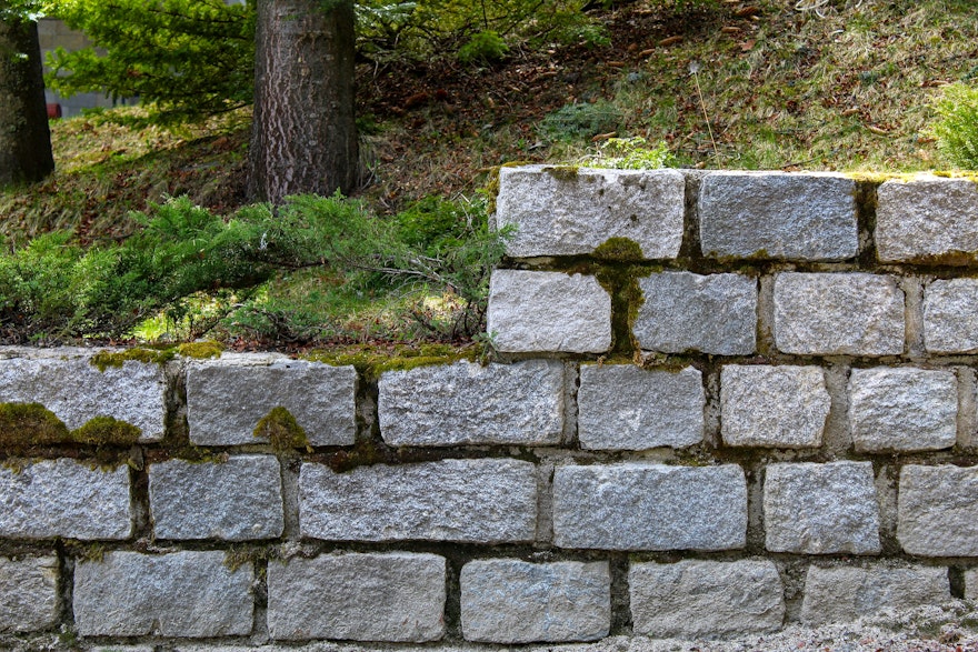 Partially built brick wall