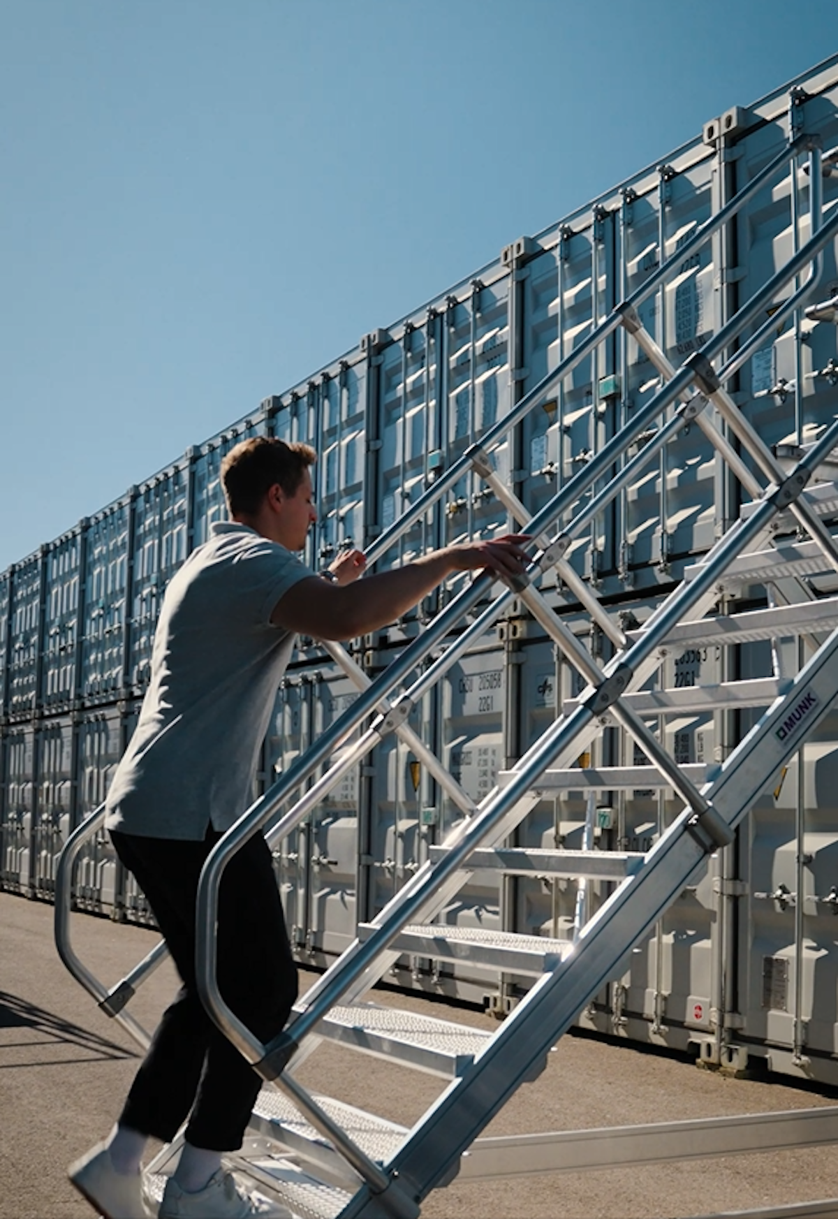 man climbing stairs
